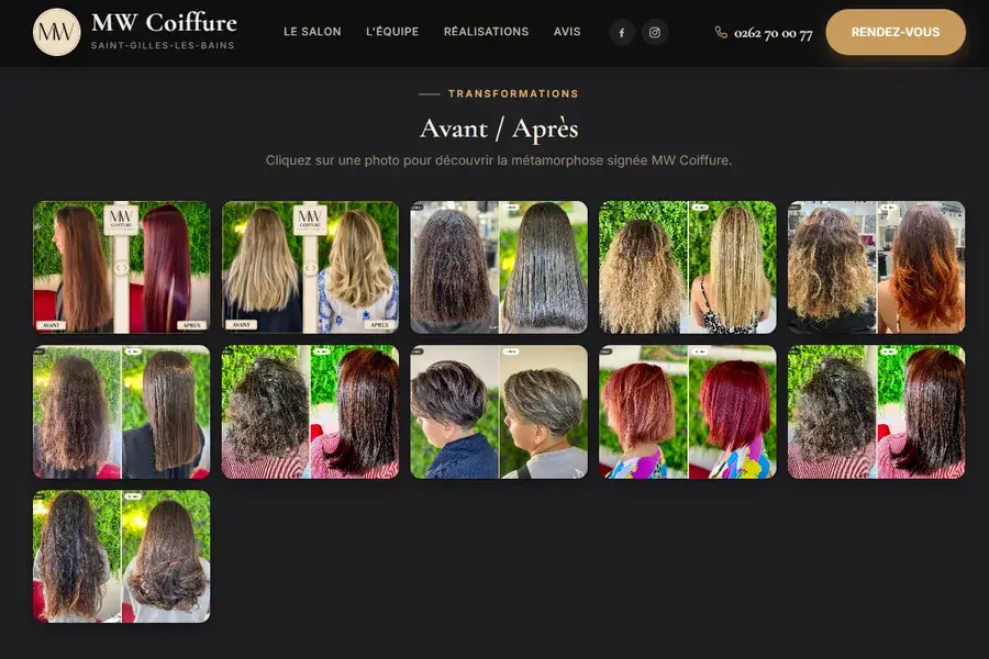 Site vitrine de MW Coiffure